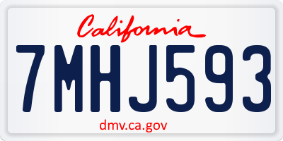CA license plate 7MHJ593
