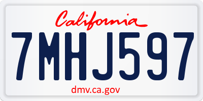 CA license plate 7MHJ597