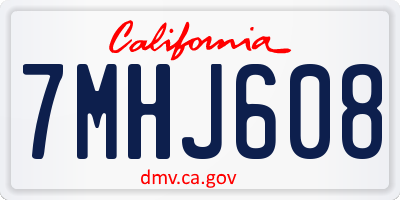 CA license plate 7MHJ608