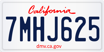 CA license plate 7MHJ625