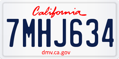 CA license plate 7MHJ634
