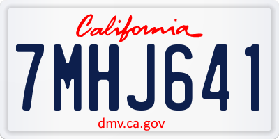 CA license plate 7MHJ641