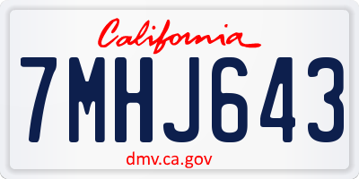 CA license plate 7MHJ643