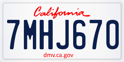 CA license plate 7MHJ670