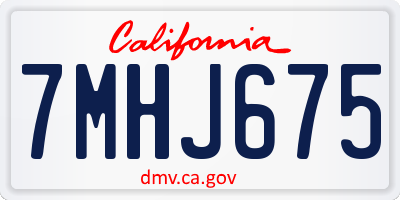 CA license plate 7MHJ675