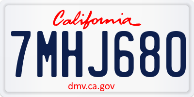 CA license plate 7MHJ680