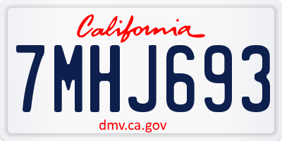 CA license plate 7MHJ693