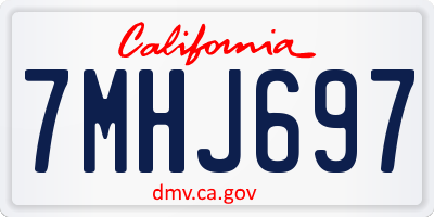 CA license plate 7MHJ697