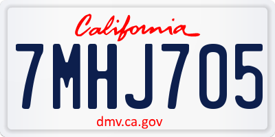 CA license plate 7MHJ705