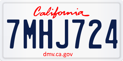CA license plate 7MHJ724