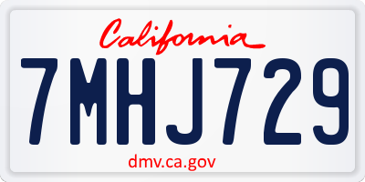 CA license plate 7MHJ729