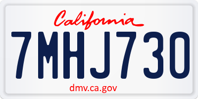 CA license plate 7MHJ730