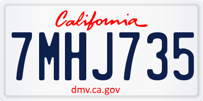 CA license plate 7MHJ735