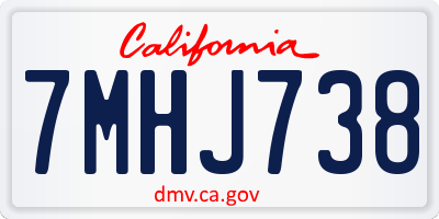 CA license plate 7MHJ738