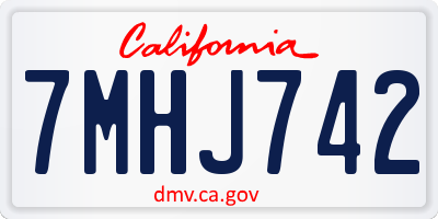 CA license plate 7MHJ742