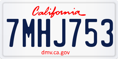 CA license plate 7MHJ753