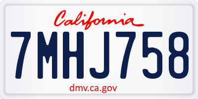 CA license plate 7MHJ758