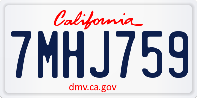 CA license plate 7MHJ759