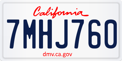 CA license plate 7MHJ760