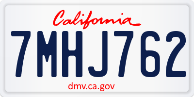 CA license plate 7MHJ762
