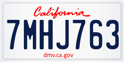 CA license plate 7MHJ763