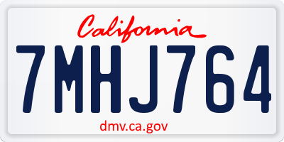 CA license plate 7MHJ764