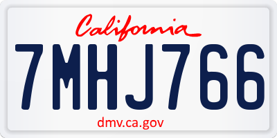 CA license plate 7MHJ766