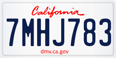 CA license plate 7MHJ783