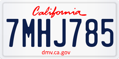 CA license plate 7MHJ785