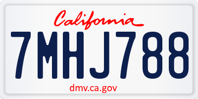 CA license plate 7MHJ788