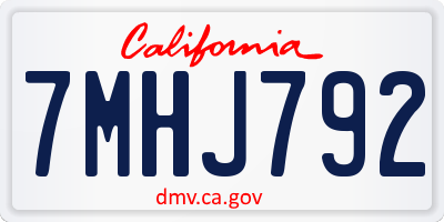 CA license plate 7MHJ792