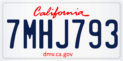 CA license plate 7MHJ793