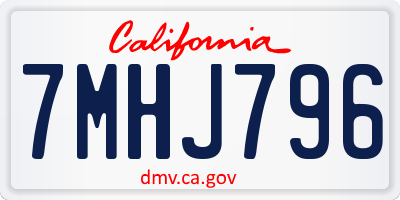 CA license plate 7MHJ796