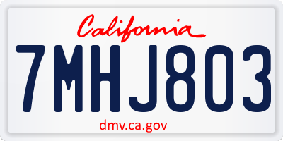 CA license plate 7MHJ803