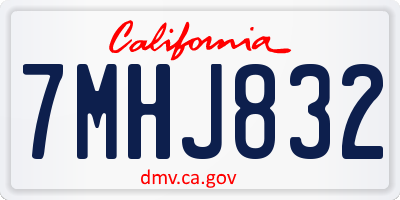 CA license plate 7MHJ832