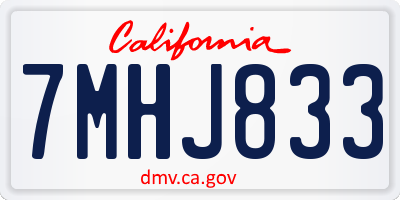 CA license plate 7MHJ833