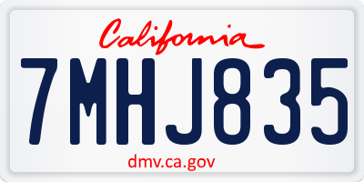 CA license plate 7MHJ835