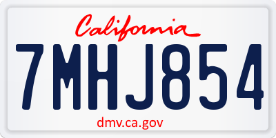CA license plate 7MHJ854