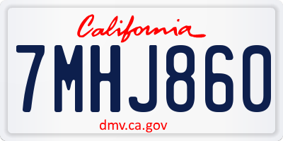 CA license plate 7MHJ860