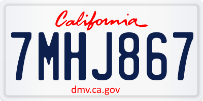 CA license plate 7MHJ867