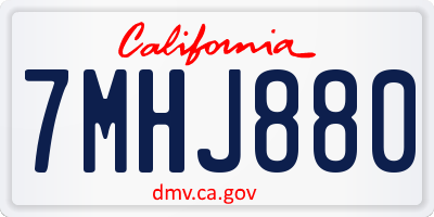 CA license plate 7MHJ880