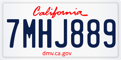 CA license plate 7MHJ889