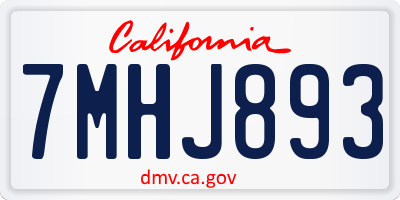 CA license plate 7MHJ893