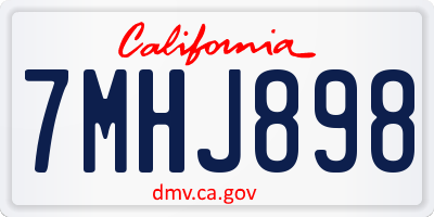 CA license plate 7MHJ898