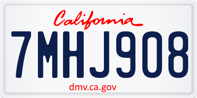 CA license plate 7MHJ908