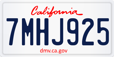 CA license plate 7MHJ925