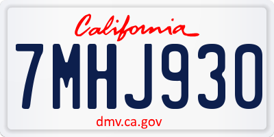 CA license plate 7MHJ930