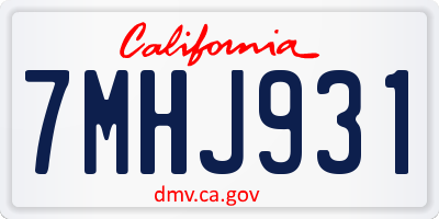 CA license plate 7MHJ931