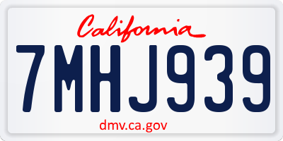 CA license plate 7MHJ939