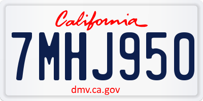 CA license plate 7MHJ950